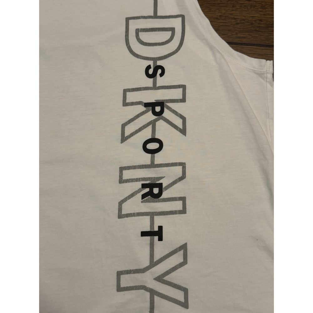 DKNY Sport Women's XL White Logo Crew Neck Sleeveless Knit Cotton Modal Tank - Picture 4 of 7